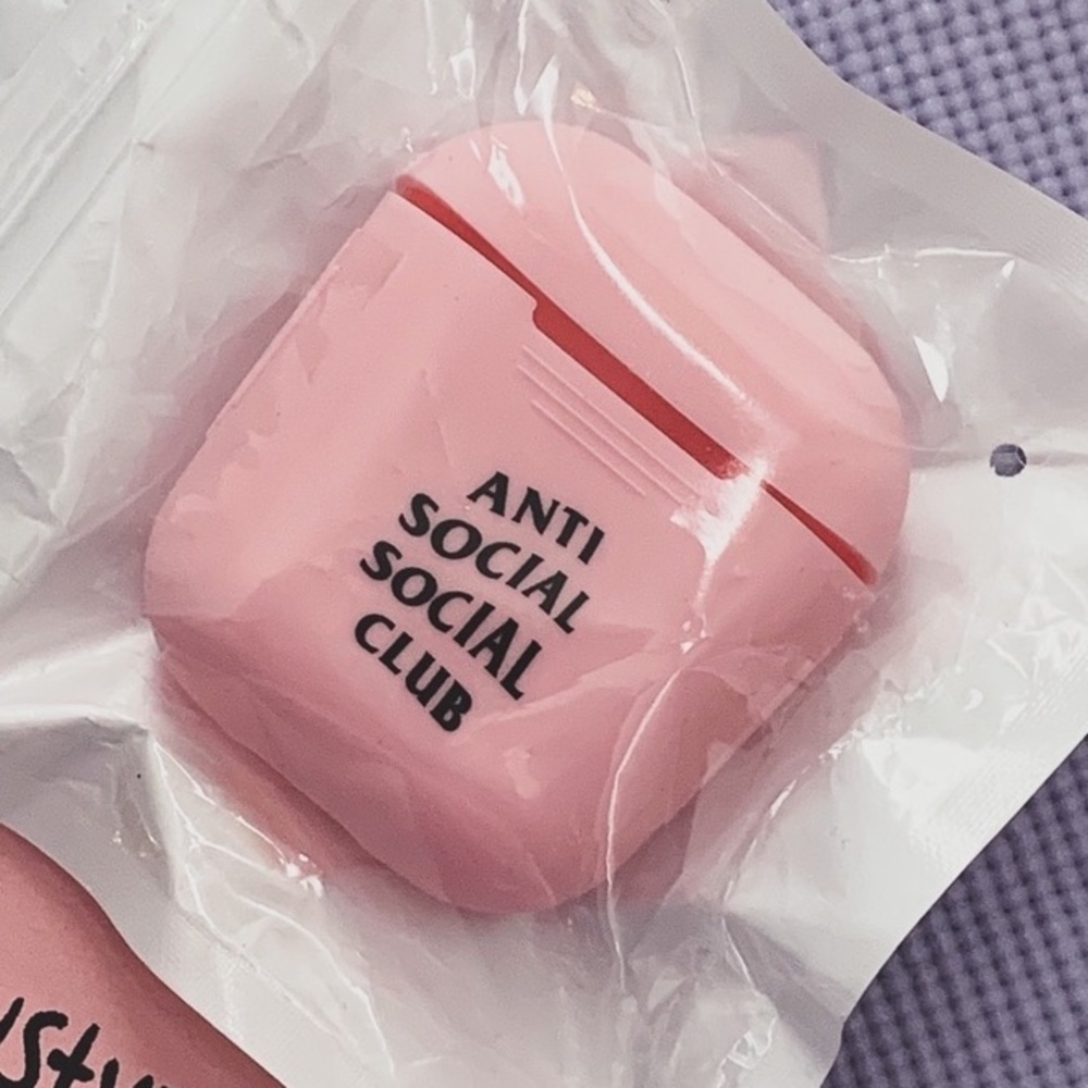 ASSC Black Logo Lost and Found Pink Airpod Case